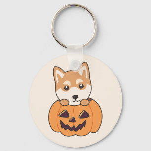 Shiba Inu In Pompoen Zoete Honden Gelukkig Hallowe Sleutelhanger