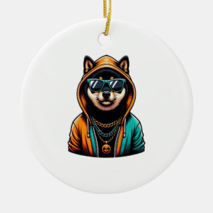 Shiba Inu in Streetwear-trui Keramisch Ornament