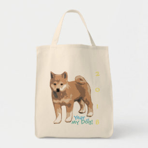 Shiba inu jaar van mijn hond katoen boodschappenta tote bag