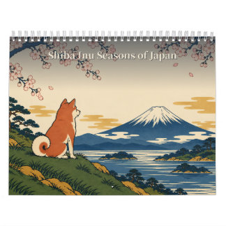 Shiba Inu Japanese Seasons Ukiyo-e Art Kalender