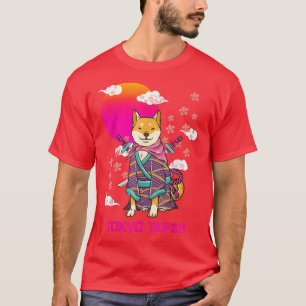 Shiba Inu Japanse esthetische Sakura Cherry Blosso T-shirt