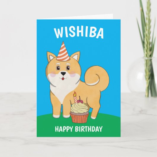 Shiba Inu Kawaii Birthday Kaart (Voorkant)