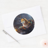 Shiba Inu Kerst Feestelijke Periode Ronde Sticker (Envelop)