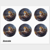 Shiba Inu Kerst Feestelijke Periode Ronde Sticker (Vel)