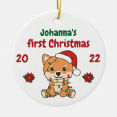 Shiba Inu kerstbaby's eerste kerstkerstmis Keramisch Ornament (Voorkant)