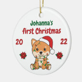 Shiba Inu kerstbaby's eerste kerstkerstmis Keramisch Ornament (Links)