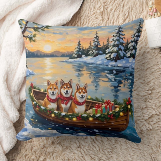 Shiba Inu Kerstboot Vakantie Kussen (Deken)