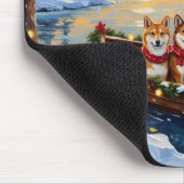 Shiba Inu Kerstboot Vakantie Muismat (Hoek)