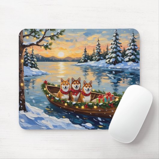 Shiba Inu Kerstboot Vakantie Muismat (Met muis)