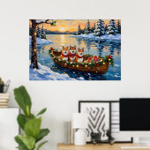 Shiba Inu Kerstboot Vakantie Poster (Thuiskantoor)