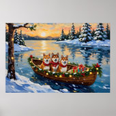 Shiba Inu Kerstboot Vakantie Poster (Voorkant)