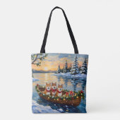 Shiba Inu Kerstboot Vakantie Tote Bag (Achterkant)