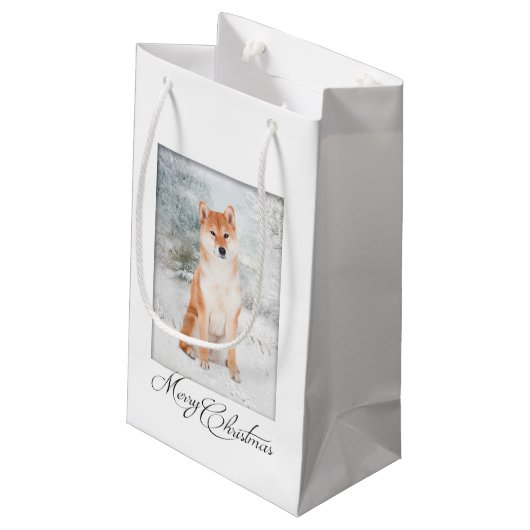 Shiba Inu kerstcadeau Klein Cadeauzakje (Achterkant Gekanteld)
