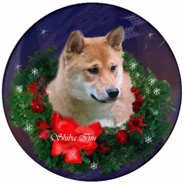 Shiba Inu kerstcadeaus Ornament Fotobeeldje Ornament (Voorkant)