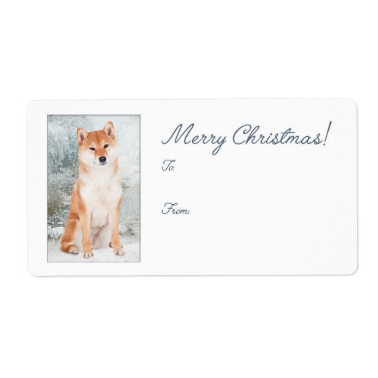 Shiba Inu kerstcadeStickers Etiket (Voorkant)