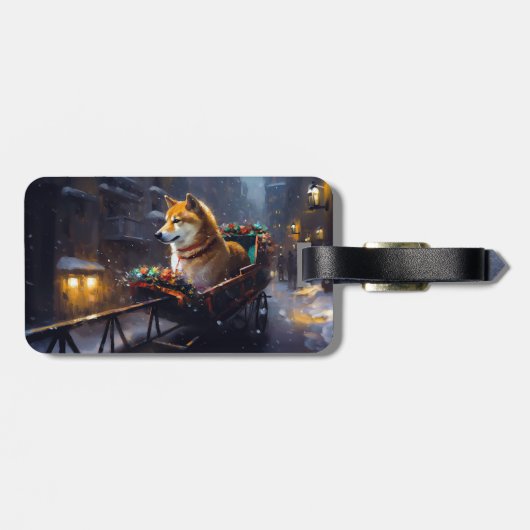 Shiba Inu Kerstfeest Seizoen Bagagelabel (Achterkant horizontaal)