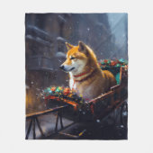 Shiba Inu Kerstfeest Seizoen Fleece Deken (Voorkant)