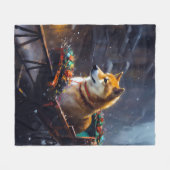 Shiba Inu Kerstfeest Seizoen Fleece Deken (Voorkant (Horizontaal))
