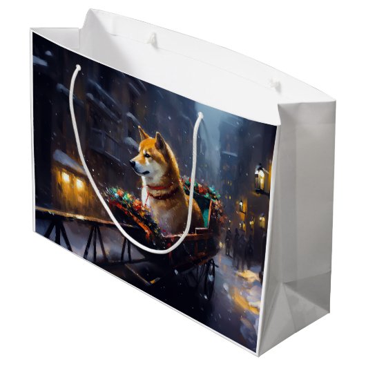 Shiba Inu Kerstfeest Seizoen Groot Cadeauzakje (Achterkant Gekanteld)