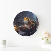 Shiba Inu Kerstfeest Seizoen Grote Klok (Huis)