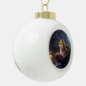 Shiba Inu Kerstfeest Seizoen Keramische Bal Ornament (Links)