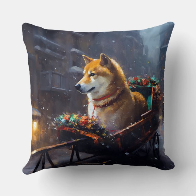 Shiba Inu Kerstfeest Seizoen Kussen (Achterkant)