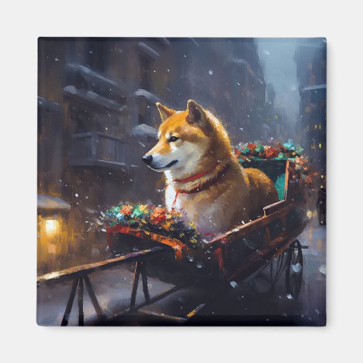 Shiba Inu Kerstfeest Seizoen Magneet (Voorkant)