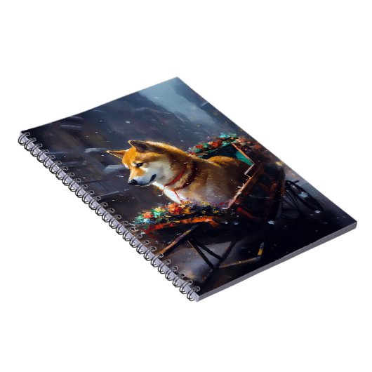 Shiba Inu Kerstfeest Seizoen Notitieboek (Rechterzijde)
