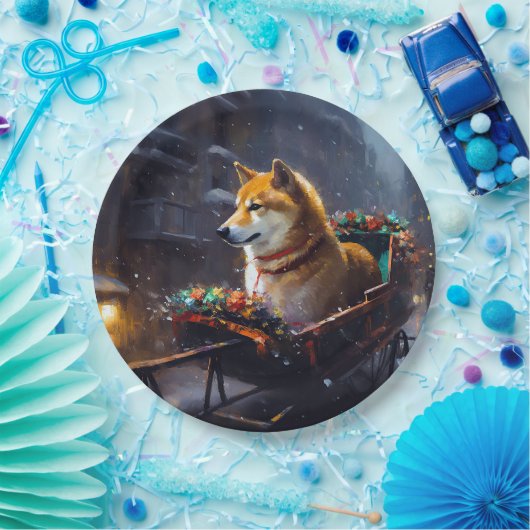 Shiba Inu Kerstfeest Seizoen Papieren Bordje (Feest)