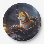 Shiba Inu Kerstfeest Seizoen Papieren Bordje (Voorkant)