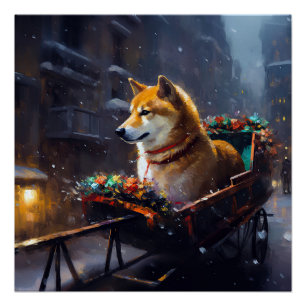 Shiba Inu Kerstfeest Seizoen Perfect Poster