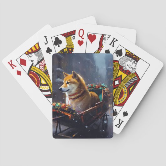 Shiba Inu Kerstfeest Seizoen Pokerkaarten (Achterkant)