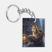 Shiba Inu Kerstfeest Seizoen Sleutelhanger (Voorkant Links)