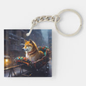 Shiba Inu Kerstfeest Seizoen Sleutelhanger (Achterkant)