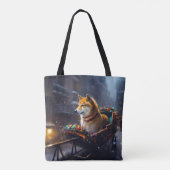 Shiba Inu Kerstfeest Seizoen Tote Bag (Achterkant)