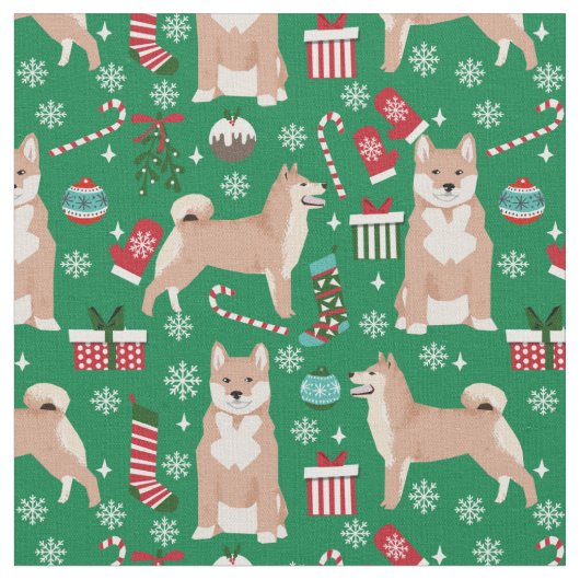 shiba inu kerstfeest stof (Close Up)