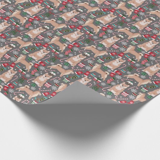 Shiba Inu kerstinpakpapier Cadeaupapier (Hoek)