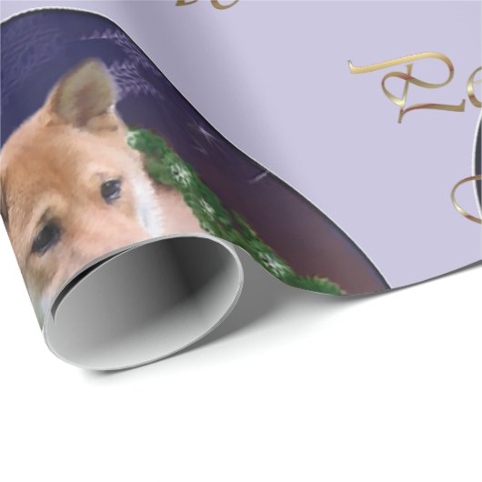 Shiba Inu Kerstkrans Cadeaupapier (Rol Hoek)