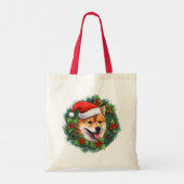 Shiba Inu Kerstkrans Canvas tas (Achterkant)