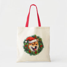 Shiba Inu Kerstkrans Canvas tas