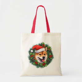 Shiba Inu Kerstkrans Canvas tas