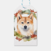 Shiba Inu Kerstkrans feestelijke pup Cadeaulabel (Achterkant)