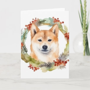 Shiba Inu Kerstkrans feestelijke pup Kaart