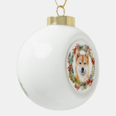 Shiba Inu Kerstkrans feestelijke pup Keramische Bal Ornament (Links)