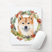 Shiba Inu Kerstkrans feestelijke pup Muismat (Met muis)
