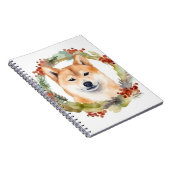 Shiba Inu Kerstkrans feestelijke pup Notitieboek (Rechterzijde)