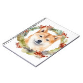 Shiba Inu Kerstkrans feestelijke pup Notitieboek (Linkerzijde)