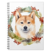 Shiba Inu Kerstkrans feestelijke pup Notitieboek (Voorkant)
