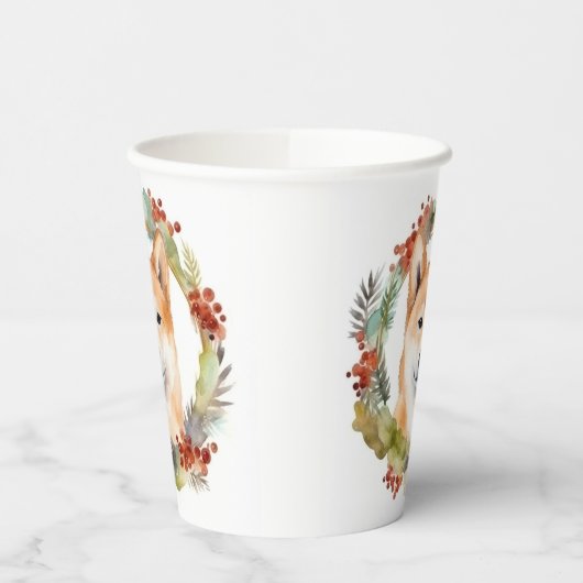 Shiba Inu Kerstkrans feestelijke pup Papieren Bekers (Links)