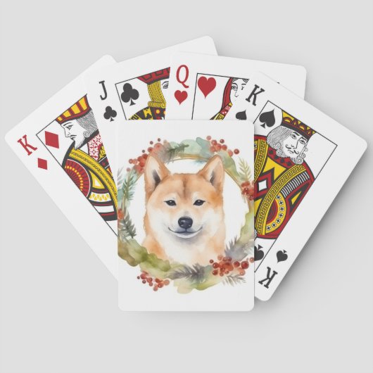 Shiba Inu Kerstkrans feestelijke pup Pokerkaarten (Achterkant)